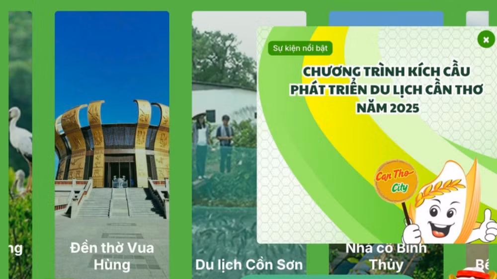 Giao diện Cổng thông tin du lịch Cần Thơ.