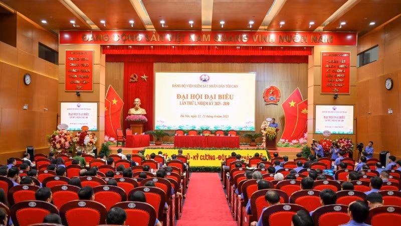 Quang cảnh Đại hội đại biểu Đảng bộ Viện Kiểm sát nhân dân tối cao lần thứ I, nhiệm kỳ 2025-2030. (Ảnh: THẾ ĐẠI)