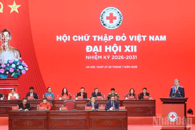 Đại hội đại biểu toàn quốc Hội Chữ thập đỏ Việt Nam lần thứ XII, nhiệm kỳ 2026-2031 bước vào phiên trọng thể. (Ảnh: ĐĂNG KHOA)