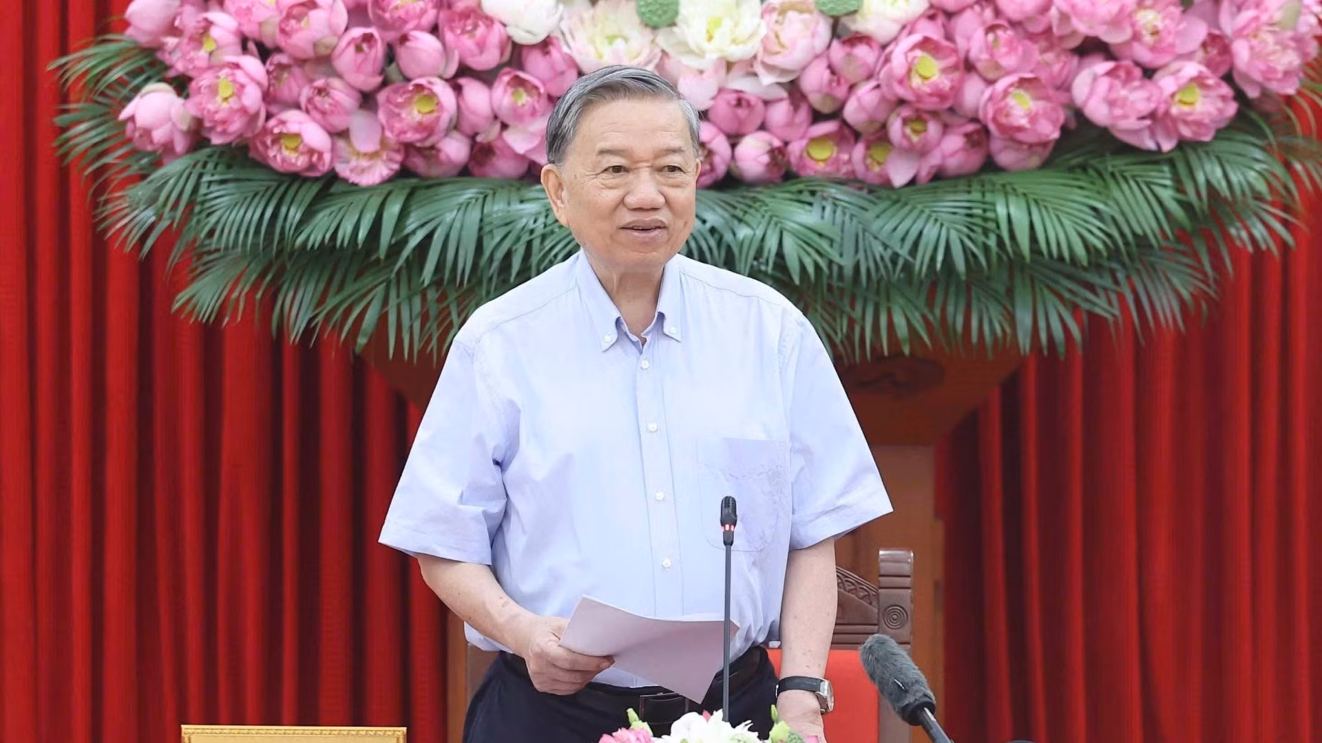 Tổng Bí thư Tô Lâm phát biểu tại buổi làm việc. (Ảnh: Thống Nhất/TTXVN)