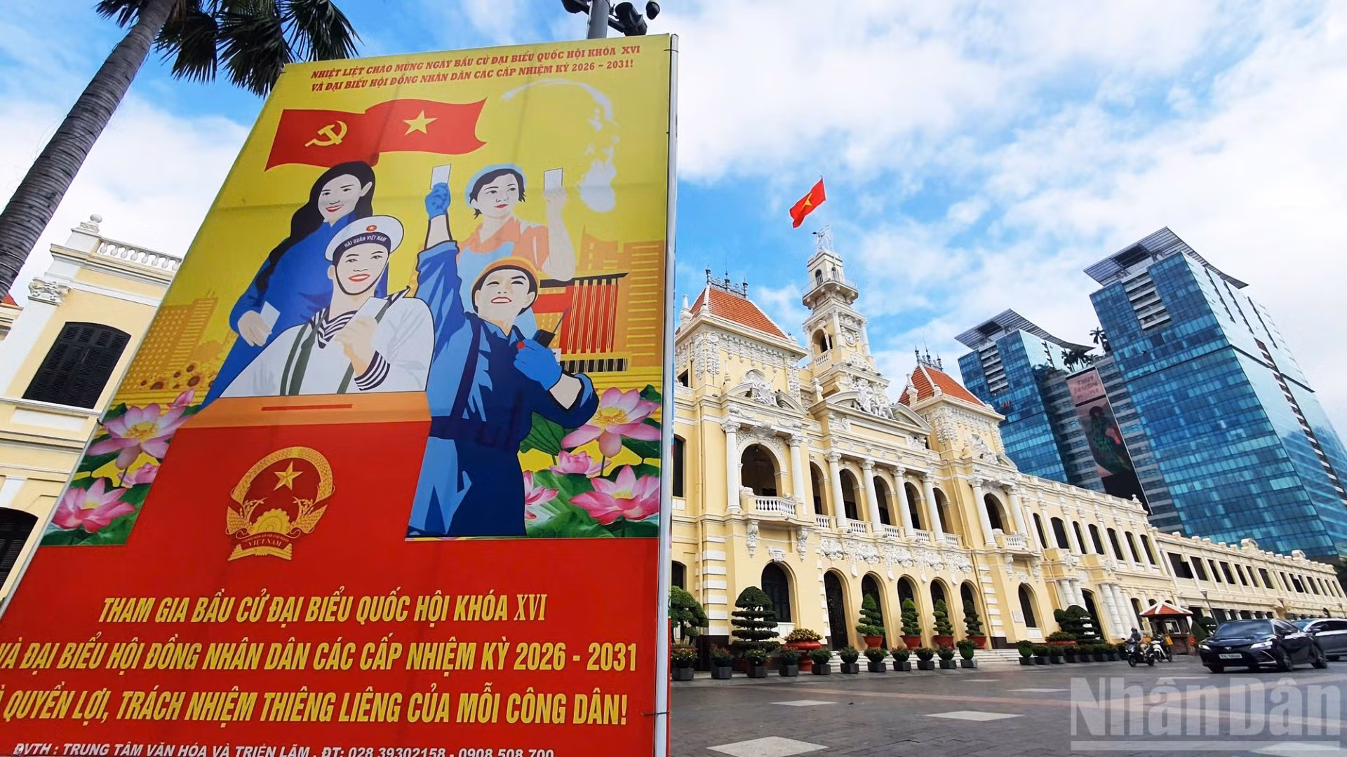 Thành phố Hồ Chí Minh được trang hoàng rực rỡ cờ Tổ quốc, băng-rôn, pa-nô, áp-phích tuyên truyền chào mừng cuộc bầu cử đại biểu Quốc hội khóa XVI và đại biểu Hội đồng nhân dân các cấp nhiệm kỳ 2026-2031.