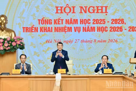 Thủ tướng Chính phủ Lê Minh Hưng chủ trì Hội nghị tổng kết năm học 2025-2026, triển khai nhiệm vụ năm học 2026-2027. (Ảnh: THANH GIANG)