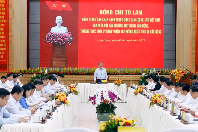 Tổng Bí thư Tô Lâm phát biểu tại buổi làm việc.