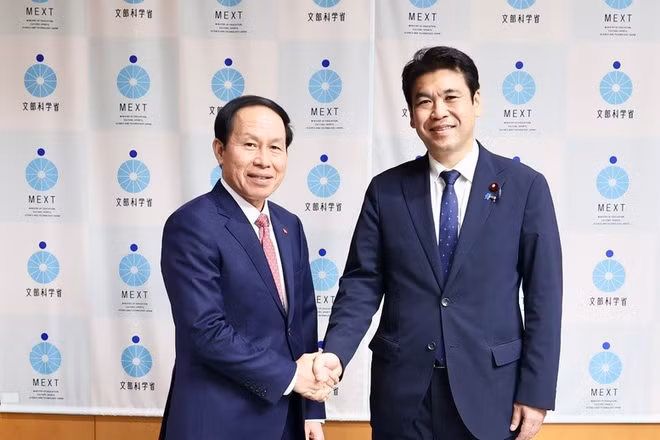 Phó Thủ tướng Lê Tiến Châu tiếp Bộ trưởng Giáo dục, Văn hóa, Thể thao, Khoa học và Công nghệ Nhật Bản. (Ảnh: VGP)