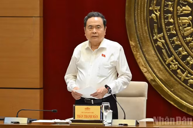 Chủ tịch Quốc hội Trần Thanh Mẫn phát biểu tại cuộc làm việc.