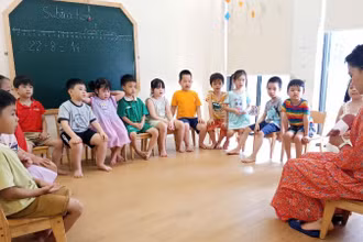 Quang cảnh lớp học mẫu giáo trên địa bàn Hà Nội. (Ảnh: TRẦN LONG)