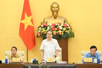 Bí thư Đảng ủy Quốc hội, Chủ tịch Quốc hội Trần Thanh Mẫn phát biểu tại cuộc họp. (Ảnh: DUY LINH)