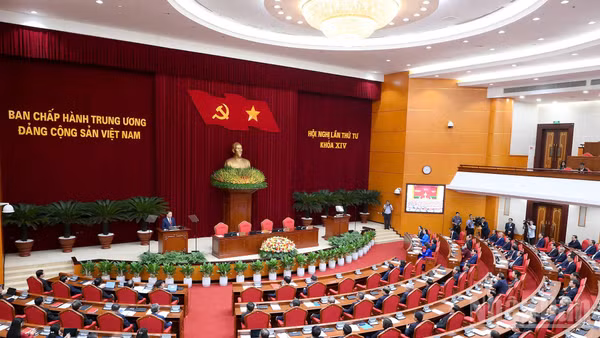 Phiên bế mạc Hội nghị lần thứ tư Ban Chấp hành Trung ương Đảng Cộng sản Việt Nam khóa XIV. (Ảnh: ĐĂNG KHOA)
