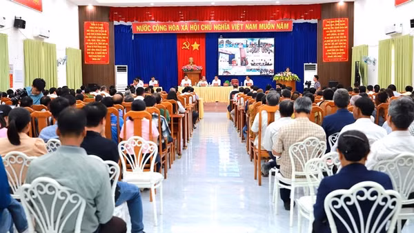 Hội nghị tổ chức tại điểm cầu chính xã Phú Thiện, tỉnh Gia Lai. (Ảnh: HOÀNG QUI)
