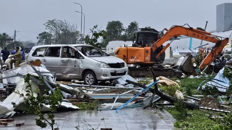 Xã Hoằng Giang chịu thiệt hại nặng nề do bão số 10.