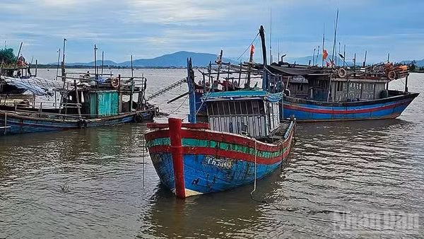 Phương tiện nghề cá cập bến ở xã Tiên Trang. (Ảnh: Mai Luận)