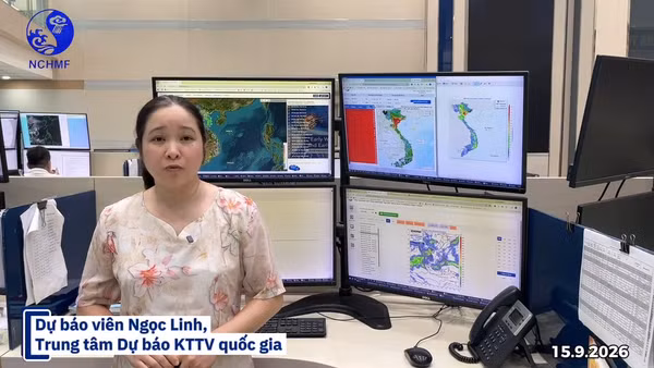 Dự báo viên Nghiêm Thị Ngọc Linh, Phòng Dự báo thời tiết, Trung tâm Dự báo Khí tượng thủy văn quốc gia, Cục Khí tượng thủy văn thông tin về tình hình mưa lớn diện rộng ở Bắc Bộ, Thanh Hóa và Nghệ An.