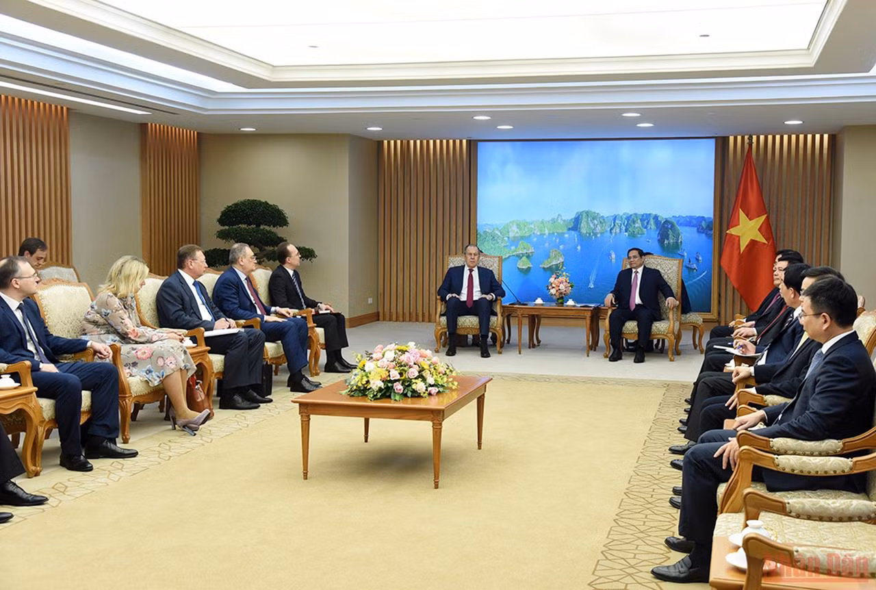 Thủ tướng Phạm Minh Chính tiếp Bộ trưởng Ngoại giao Liên bang Nga Sergey Lavrov -0