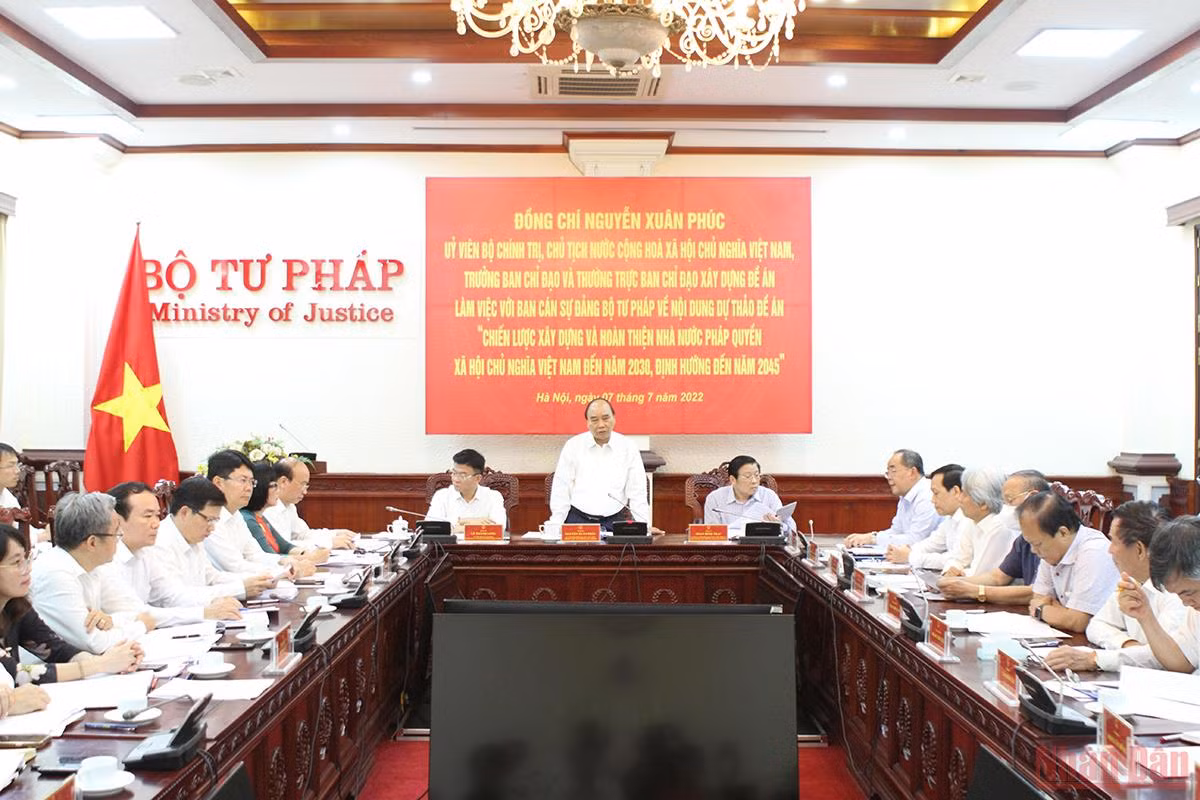 Chủ tịch nước chủ trì làm việc với Bộ Công an, Bộ Tư pháp về Đề án xây dựng Nhà nước pháp quyền -0