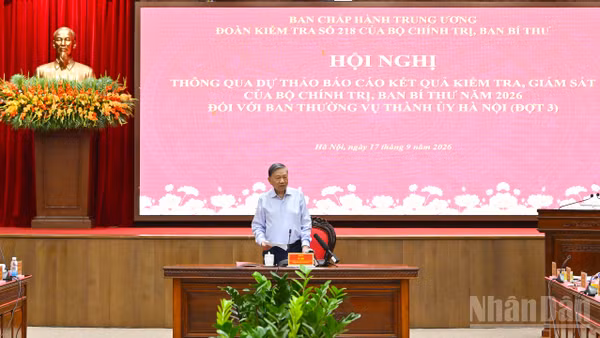 Tổng Bí thư, Chủ tịch nước Tô Lâm chủ trì Hội nghị thông qua dự thảo báo cáo kết quả kiểm tra, giám sát của Bộ Chính trị năm 2026 đối với Ban Thường vụ Thành ủy Hà Nội (đợt 3).