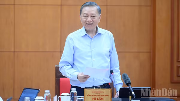 Tổng Bí thư, Chủ tịch nước Tô Lâm phát biểu tại cuộc làm việc với Ban Tổ chức Trung ương về Đề án tổng kết Nghị quyết số 26-NQ/TW. (Ảnh: ĐĂNG KHOA)