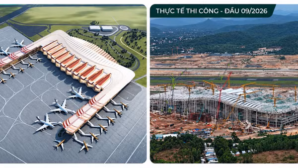 Tiến độ thi công Cảng Hàng không quốc tế Phú Quốc. (Ảnh: SUN Group)