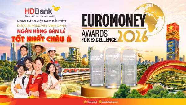 Danh hiệu “Ngân hàng Bán lẻ tốt nhất châu Á” lần đầu tiên được trao cho một ngân hàng Việt Nam. (Nguồn ảnh: HDBank)