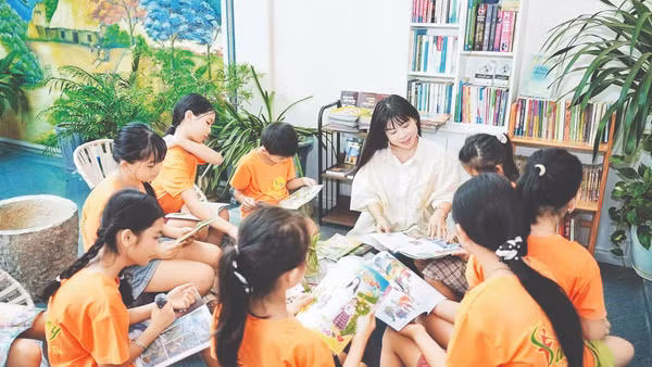 Thư viện cộng đồng “Khu vườn bình yên” tại xã Thạch Hà, tỉnh Hà Tĩnh. (Ảnh: NTN)