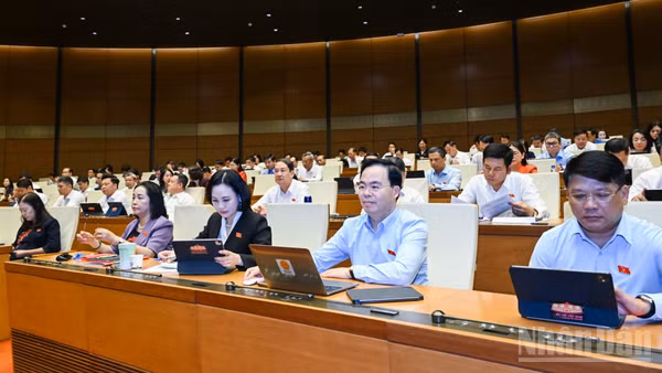 Quốc hội làm việc tại hội trường. (Ảnh: DUY LINH)