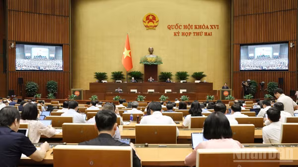 Quốc hội làm việc tại hội trường. (Ảnh: DUY LINH)