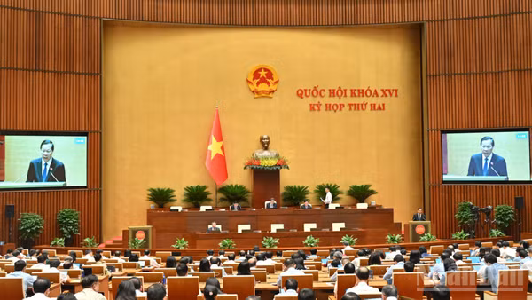 Quốc hội làm việc tại hội trường. (Ảnh: DUY LINH)