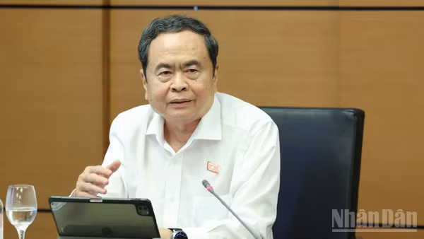  Chủ tịch Quốc hội Trần Thanh Mẫn phát biểu tại Tổ. (Ảnh: DUY LINH)