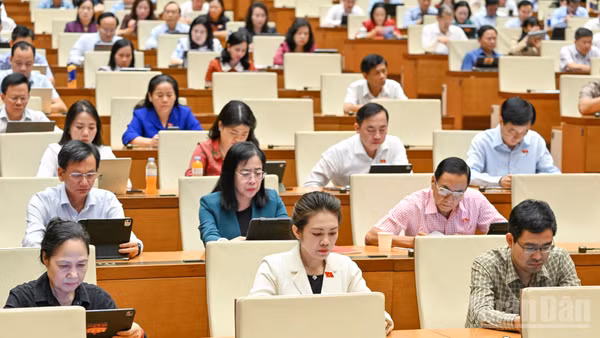 Quốc hội làm việc tại hội trường. (Ảnh: THỦY NGUYÊN)