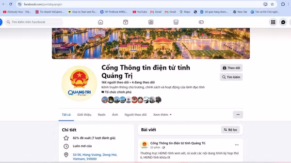 Fanpage “Cổng Thông tin điện tử Quảng Trị” chính thức được đưa vào vận hành. (Ảnh: Ủy ban nhân dân tỉnh Quảng Trị)