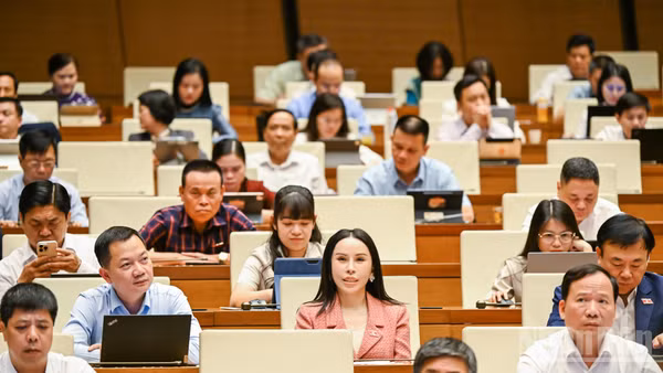 Quốc hội thảo luận tại hội trường về tình hình thực hiện Kế hoạch phát triển kinh tế-xã hội. (Ảnh: DUY LINH)