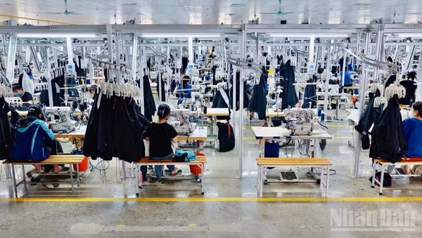 Là doanh nghiệp may mặc xuất khẩu lớn nhất tỉnh Thái Nguyên, doanh thu trong 8 tháng đầu năm 2026 của Công ty cổ phần Đầu tư và Thương mại TNG đạt 7.236 tỷ đồng, tăng 22%. (Ảnh: THẾ BÌNH)
