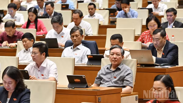 Quốc hội thảo luận ở hội trường. (Ảnh: THỦY NGUYÊN)