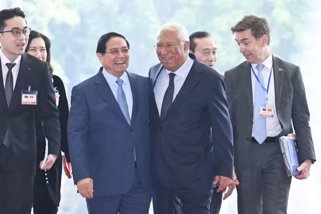 Thủ tướng Phạm Minh Chính đón Chủ tịch Hội đồng châu Âu Antonio Costa.
