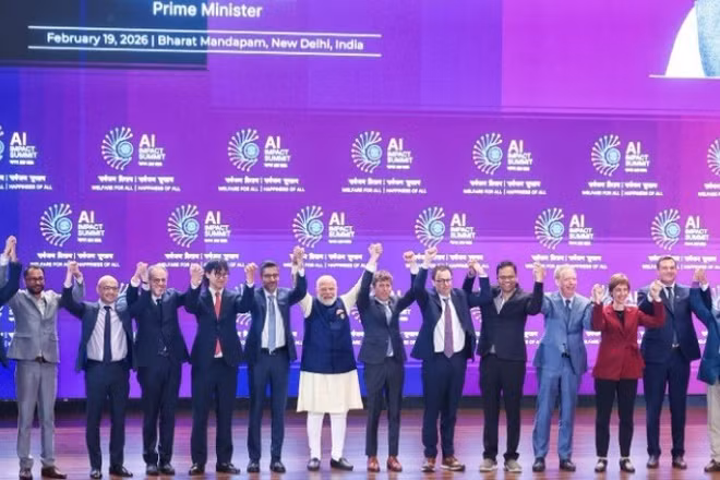 Hội nghị Thượng đỉnh về Tác động của trí tuệ nhân tạo năm 2026 khép lại với việc 88 quốc gia và tổ chức quốc tế cùng ký Tuyên bố New Delhi về tác động của AI. (Ảnh: INDIAai)