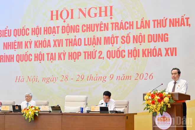 Chủ tịch Quốc hội Trần Thanh Mẫn phát biểu khai mạc Hội nghị đại biểu Quốc hội hoạt động chuyên trách lần thứ nhất, nhiệm kỳ khóa XVI.
