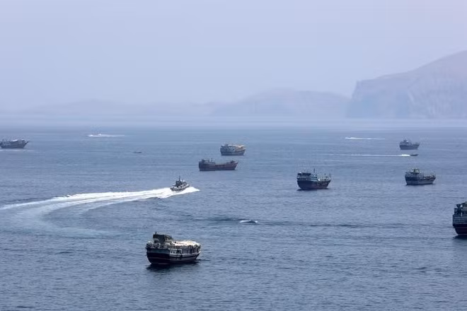 Eo biển Hormuz gần Khasab - một thị trấn nhỏ ở miền bắc Oman. (Ảnh: Tân Hoa xã)