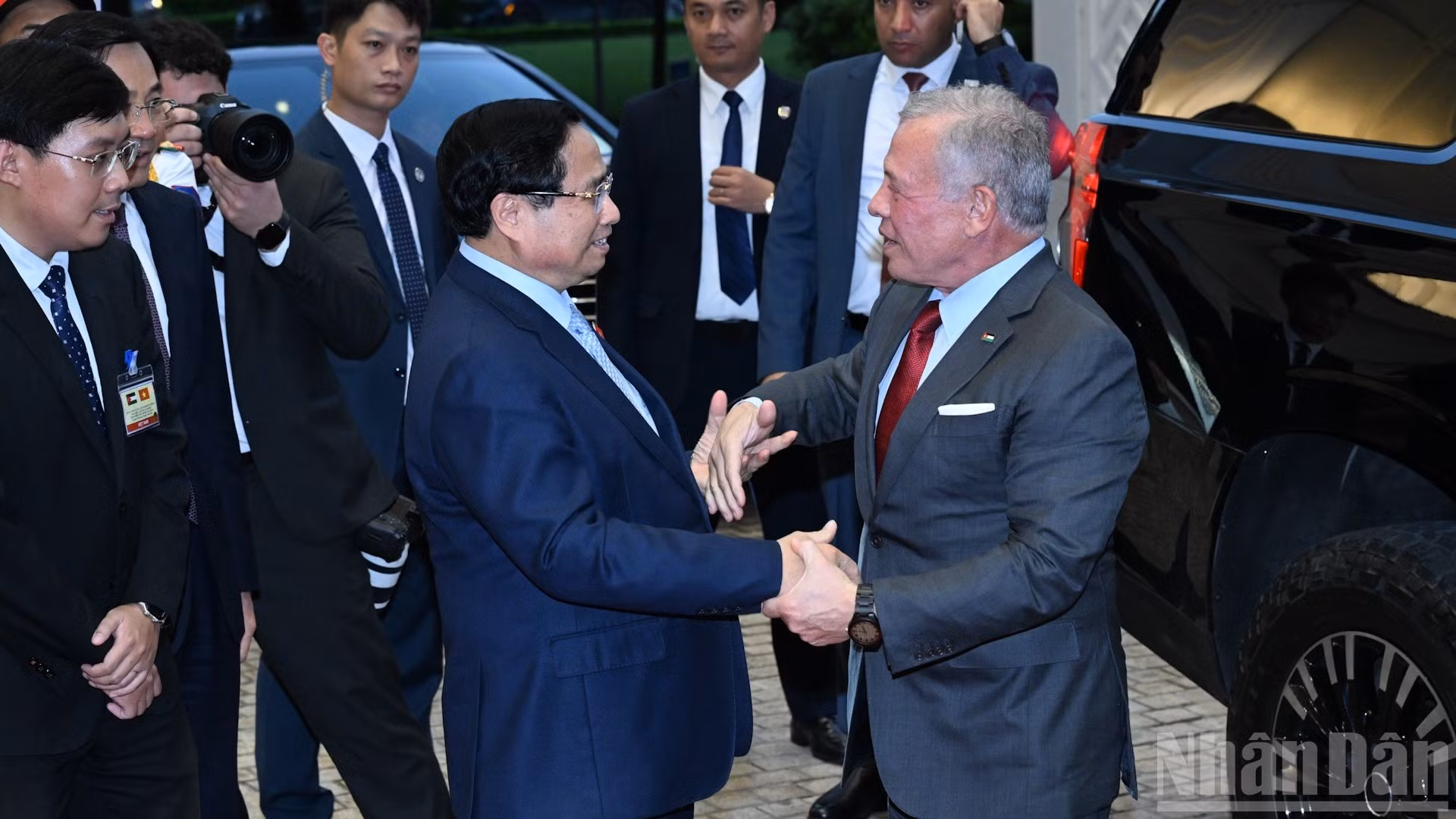 Thủ tướng Phạm Minh Chính đón Quốc vương Vương quốc Hashemite Jordan Abdullah II Ibn Al Hussein.