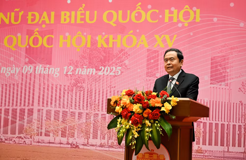 Chủ tịch Quốc hội Trần Thanh Mẫn phát biểu tại hội nghị. (Ảnh: DUY LINH)