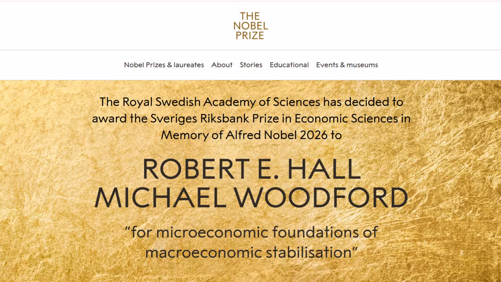 Ảnh chụp màn hình trang web chính thức của Giải Nobel.