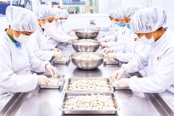 Công nhân sản xuất thực phẩm tại Công ty cổ phần sản xuất thực phẩm AK Food.