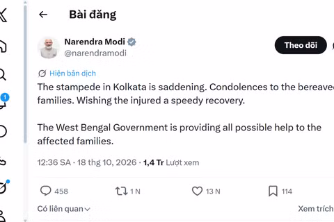 Bài viết trên trang mạng xã hội X của Thủ tướng Ấn Độ Narendra Modi. (Ảnh chụp màn hình)