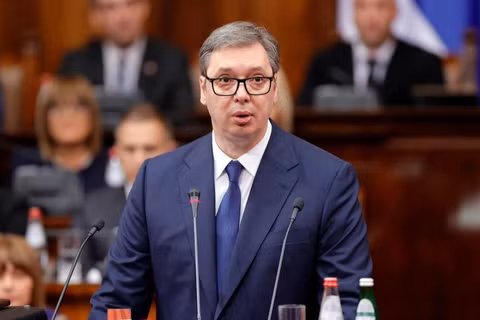 Ông Aleksandar Vucic tuyên thệ nhậm chức nhiệm kỳ thứ hai trên cương vị Tổng thống Serbia tại Quốc hội, ở Belgrade, Serbia, ngày 31/5/2022. (Ảnh: Tân Hoa Xã)