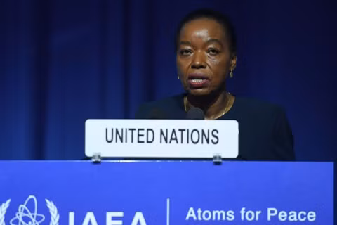 Bà Monica Juma, Giám đốc Văn phòng Liên hợp quốc tại Vienna, phát biểu tại Hội nghị toàn thể lần thứ 70 của IAEA ở Vienna, Áo, ngày 14/9/2026. (Ảnh: Tân Hoa Xã)