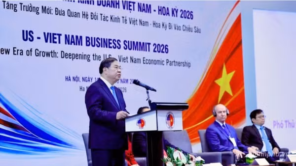 Phó Thủ tướng Thường trực Chính phủ Phạm Gia Túc phát biểu ý kiến tại Hội nghị Thượng đỉnh Kinh doanh Việt Nam-Hoa Kỳ năm 2026. (Ảnh: chinhphu.vn/Phương Nguyên)
