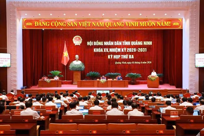 Quang cảnh Kỳ họp Hội đồng nhân dân tỉnh Quảng Ninh khóa XV, nhiệm kỳ 2026-2031.