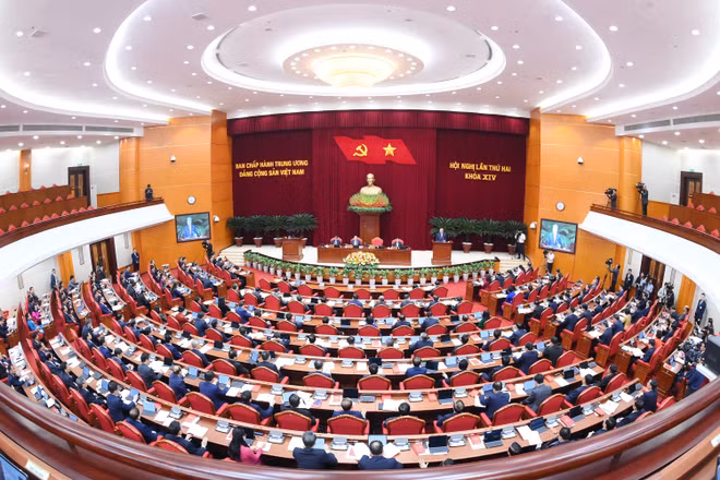Khai mạc Hội nghị lần thứ 2 Ban Chấp hành Trung ương Đảng Cộng sản Việt Nam khóa XIV. (Ảnh ĐĂNG KHOA) 