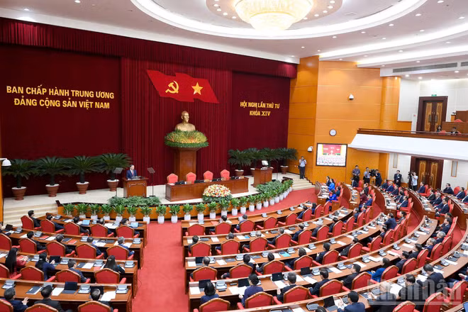 Phiên bế mạc Hội nghị lần thứ tư Ban Chấp hành Trung ương Đảng Cộng sản Việt Nam khóa XIV. (Ảnh: ĐĂNG KHOA)