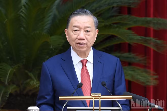 Tổng Bí thư, Chủ tịch nước Tô Lâm tại Hội nghị Trung ương lần thứ tư Ban Chấp hành Trung ương Đảng khóa XIV. (Ảnh: ĐĂNG KHOA)