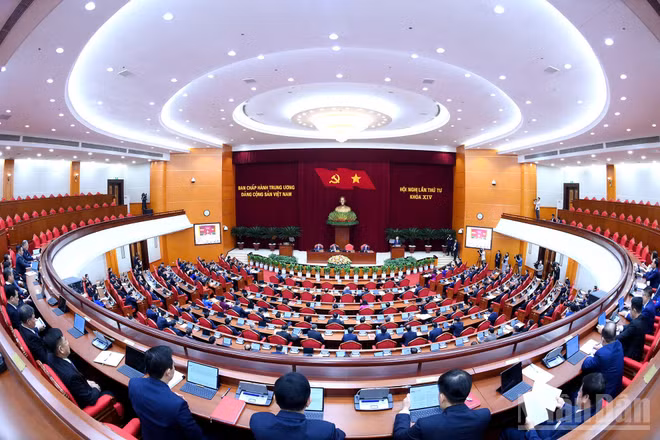 Hội nghị lần thứ tư Ban Chấp hành Trung ương Đảng khóa XIV. (Ảnh: ĐĂNG KHOA)