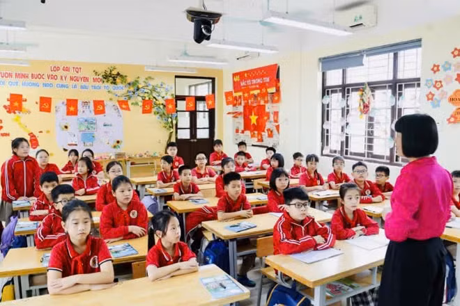 Giờ học ở Trường tiểu học Trần Quốc Toản, phường Hạ Long, Quảng Ninh.